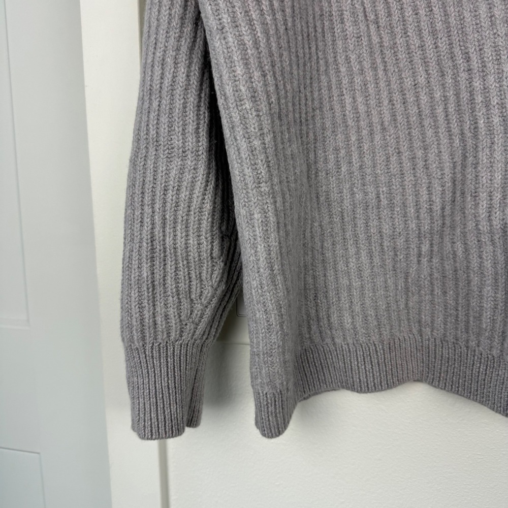 Babaton‎ Aritzia Gray Roger V Neck Sweater Merino Wool Womens Large Heavy Ribbed - Picture 4 of 11